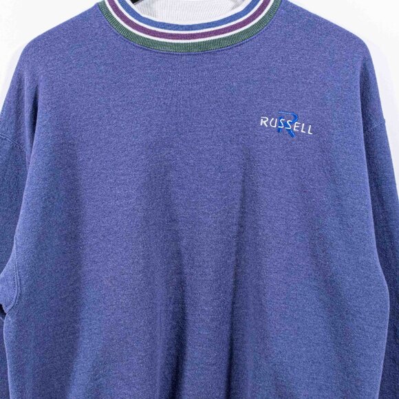 Jerzees Russell Ringer Crewneck Sweatshirt Spell Out Large VTG 90s Streetwear - Picture 3 of 7